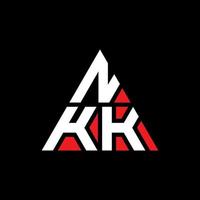 NKK triangle letter logo design with triangle shape. NKK triangle logo design monogram. NKK triangle vector logo template with red color. NKK triangular logo Simple, Elegant, and Luxurious Logo.