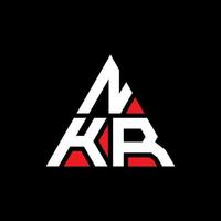 NKR triangle letter logo design with triangle shape. NKR triangle logo design monogram. NKR triangle vector logo template with red color. NKR triangular logo Simple, Elegant, and Luxurious Logo.