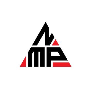 NMP triangle letter logo design with triangle shape. NMP triangle logo design monogram. NMP triangle vector logo template with red color. NMP triangular logo Simple, Elegant, and Luxurious Logo.