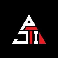 diseño de logotipo de letra triangular pji con forma de triángulo. monograma de diseño del logotipo del triángulo pji. plantilla de logotipo de vector de triángulo pji con color rojo. logotipo triangular pji logotipo simple, elegante y lujoso.