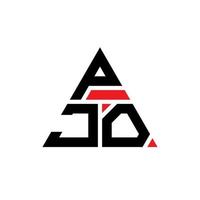 diseño del logotipo de la letra del triángulo pjo con forma de triángulo. monograma de diseño del logotipo del triángulo pjo. plantilla de logotipo de vector de triángulo pjo con color rojo. logotipo triangular pjo logotipo simple, elegante y lujoso.