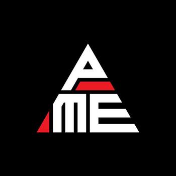 PME triangle letter logo design with triangle shape. PME triangle logo design monogram. PME triangle vector logo template with red color. PME triangular logo Simple, Elegant, and Luxurious Logo.