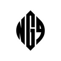 NGQ circle letter logo design with circle and ellipse shape. NGQ ellipse letters with typographic style. The three initials form a circle logo. NGQ Circle Emblem Abstract Monogram Letter Mark Vector. vector