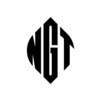 NGT circle letter logo design with circle and ellipse shape. NGT ellipse letters with typographic style. The three initials form a circle logo. NGT Circle Emblem Abstract Monogram Letter Mark Vector. vector