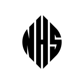 NHS circle letter logo design with circle and ellipse shape. NHS ellipse letters with typographic style. The three initials form a circle logo. NHS Circle Emblem Abstract Monogram Letter Mark Vector. vector