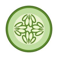 Flat vector color icon cucumber slice or gherkin with seeds for apps and websites