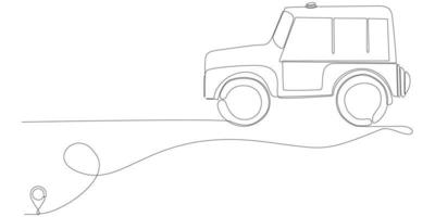 Line icon vector continuous line drawing of police car line from oulis office route with starting point and single line trail - Vector illustration. - Vector