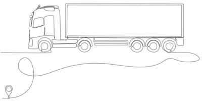 Line icon vector continuous line drawing of cargo track line from oulis home route with starting point and single line trail - Vector illustration. - Vector