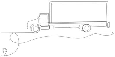 Line icon vector continuous line drawing of cargo track line from oulis home route with starting point and single line trail - Vector illustration. - Vector