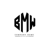 BMW letter logo design with polygon shape. BMW polygon and cube shape logo design. BMW hexagon vector logo template white and black colors. BMW monogram, business and real estate logo.