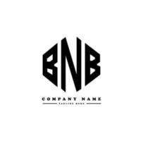 BNB letter logo design with polygon shape. BNB polygon and cube shape logo design. BNB hexagon vector logo template white and black colors. BNB monogram, business and real estate logo.