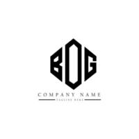 BOG letter logo design with polygon shape. BOG polygon and cube shape logo design. BOG hexagon vector logo template white and black colors. BOG monogram, business and real estate logo.