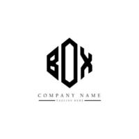 BOX letter logo design with polygon shape. BOX polygon and cube shape logo design. BOX hexagon vector logo template white and black colors. BOX monogram, business and real estate logo.