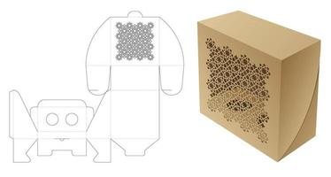 caja cosmética con plantilla de troquelado de ventana de patrón árabe estampado y maqueta 3d vector