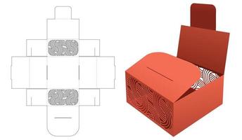 caja de panadería con plantilla troquelada de patrón curvo estampado y maqueta 3d vector