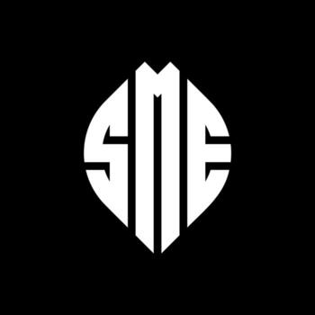 SME circle letter logo design with circle and ellipse shape. SME ellipse letters with typographic style. The three initials form a circle logo. SME Circle Emblem Abstract Monogram Letter Mark Vector. vector