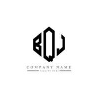 BQJ letter logo design with polygon shape. BQJ polygon and cube shape logo design. BQJ hexagon vector logo template white and black colors. BQJ monogram, business and real estate logo.