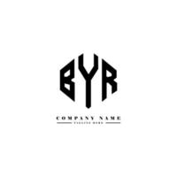 BYR letter logo design with polygon shape. BYR polygon and cube shape logo design. BYR hexagon vector logo template white and black colors. BYR monogram, business and real estate logo.