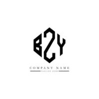 diseño de logotipo de letra bzy con forma de polígono. diseño de logotipo de forma de cubo y polígono bzy. bzy hexágono vector logo plantilla colores blanco y negro. monograma bzy, logotipo comercial y inmobiliario.