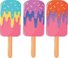 ilustración brillante - tres deliciosos helados vector