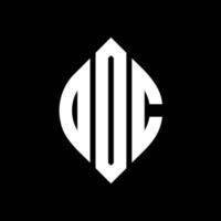 DOC circle letter logo design with circle and ellipse shape. DOC ellipse letters with typographic style. The three initials form a circle logo. DOC Circle Emblem Abstract Monogram Letter Mark Vector. vector