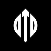 DTO circle letter logo design with circle and ellipse shape. DTO ellipse letters with typographic style. The three initials form a circle logo. DTO Circle Emblem Abstract Monogram Letter Mark Vector. vector