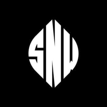 SNW circle letter logo design with circle and ellipse shape. SNW ellipse letters with typographic style. The three initials form a circle logo. SNW Circle Emblem Abstract Monogram Letter Mark Vector. vector