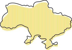 Stylized simple outline map of Ukraine icon. vector