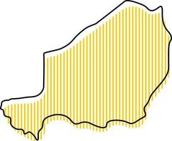 Stylized simple outline map of Niger icon. vector