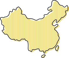 Stylized simple outline map of China icon. vector