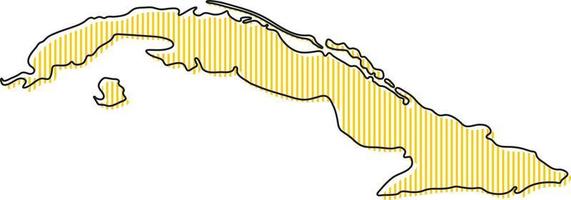 Stylized simple outline map of Cuba icon. vector