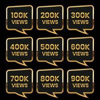 golden color 100k views 900k plus views celebration thumbnail design vector