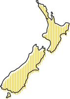 Stylized simple outline map of New Zealand icon. vector