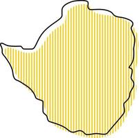 Stylized simple outline map of Zimbabwe icon. vector