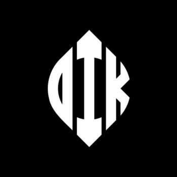 DIK circle letter logo design with circle and ellipse shape. DIK ellipse letters with typographic style. The three initials form a circle logo. DIK Circle Emblem Abstract Monogram Letter Mark Vector. vector