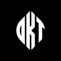 diseño de logotipo de letra de círculo dkt con forma de círculo y elipse. letras de elipse dkt con estilo tipográfico. las tres iniciales forman un logo circular. vector de marca de letra de monograma abstracto del emblema del círculo dkt.