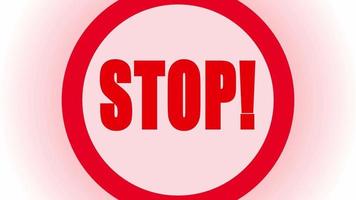 animatie van een waarschuwings- en stopsticker met het opschrift stop video