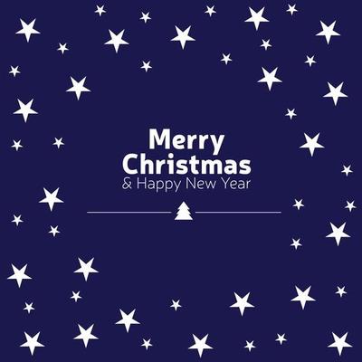 Merry Christmas lettering with gold and silver decorations and wreaths of stars, snowflakes. Merry Christmas greeting card