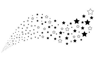 Space Star random fireworks stream. Vector illustration style is flat black iconic symbols on a white background. Object fountain created from scattered design elements.