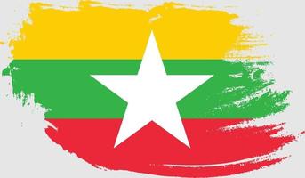 bandera de myanmar con textura grunge vector