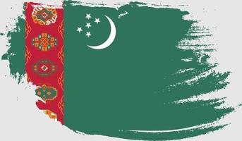 bandera de turkmenistán con textura grunge vector