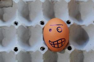 Emotion of fresh eggs  on a straw. photo