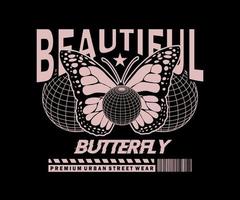 beautiful butterfly graphic design, creative clothing, for streetwear and urban style t-shirts design, hoodies, etc. vector