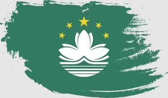 Macau flag with grunge texture vector