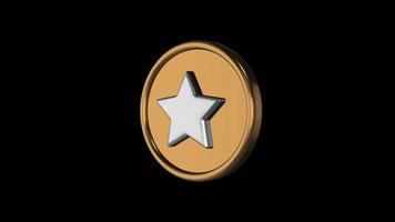 3d gold star Circle Transparent background Alpha free video
