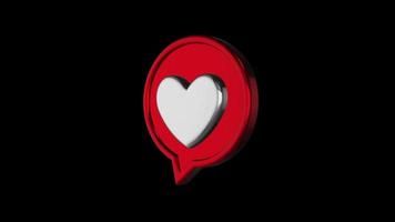 3d cuore rosso amore discorso bolla sfondo trasparente alfa libero video