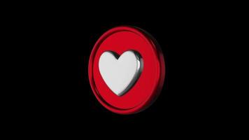 3d coração vermelho círculo de amor fundo transparente alfa livre video