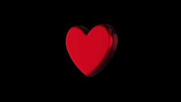 3d coração vermelho amor fundo transparente alfa livre video