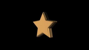 3d gold star Transparent background Alpha free video