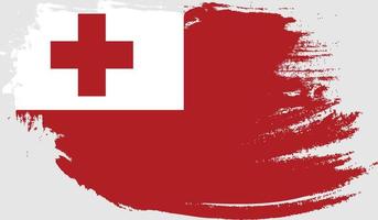 Tonga flag with grunge texture vector